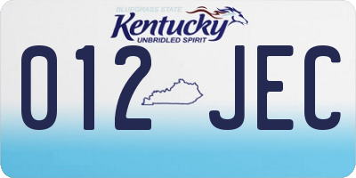 KY license plate 012JEC