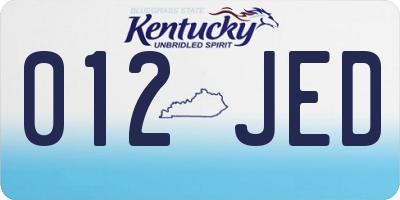 KY license plate 012JED