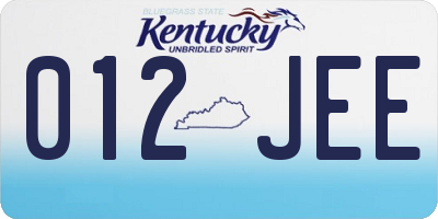 KY license plate 012JEE