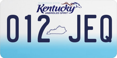 KY license plate 012JEQ