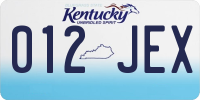 KY license plate 012JEX