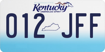 KY license plate 012JFF