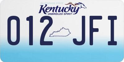 KY license plate 012JFI