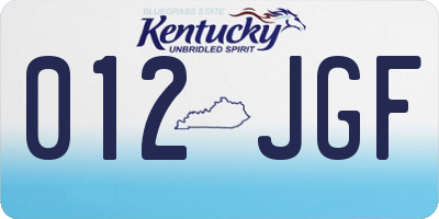 KY license plate 012JGF