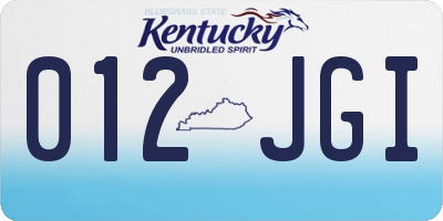 KY license plate 012JGI