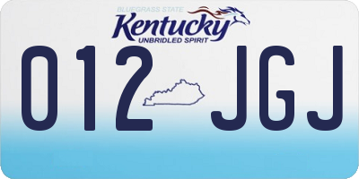 KY license plate 012JGJ