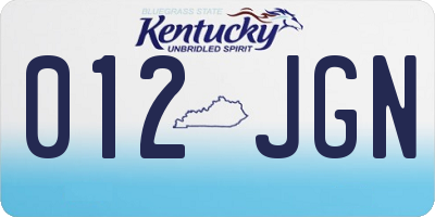 KY license plate 012JGN