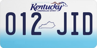 KY license plate 012JID