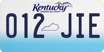 KY license plate 012JIE