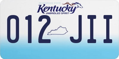 KY license plate 012JII