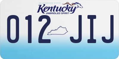KY license plate 012JIJ