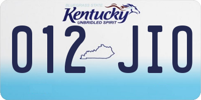 KY license plate 012JIO