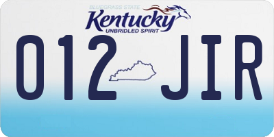 KY license plate 012JIR