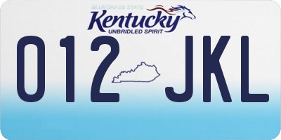 KY license plate 012JKL