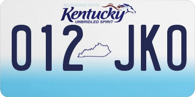 KY license plate 012JKO