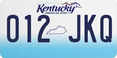 KY license plate 012JKQ