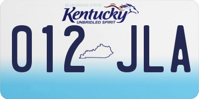 KY license plate 012JLA