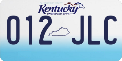 KY license plate 012JLC