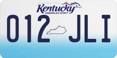 KY license plate 012JLI