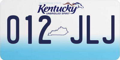 KY license plate 012JLJ