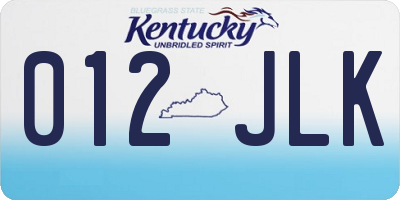 KY license plate 012JLK