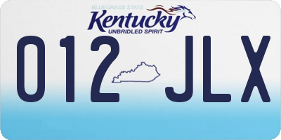 KY license plate 012JLX