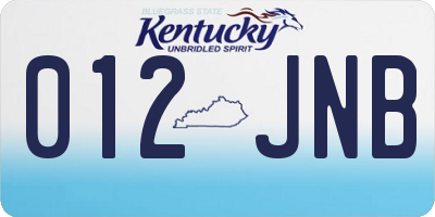 KY license plate 012JNB