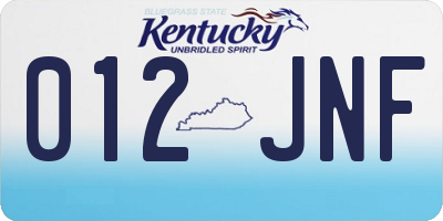 KY license plate 012JNF