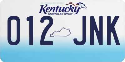 KY license plate 012JNK
