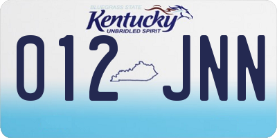 KY license plate 012JNN