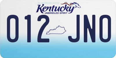 KY license plate 012JNO
