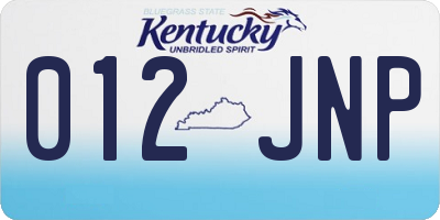 KY license plate 012JNP