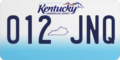 KY license plate 012JNQ