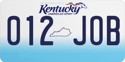 KY license plate 012JOB
