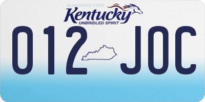 KY license plate 012JOC