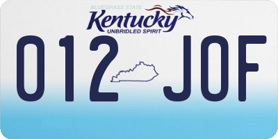 KY license plate 012JOF