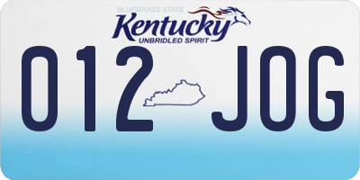 KY license plate 012JOG