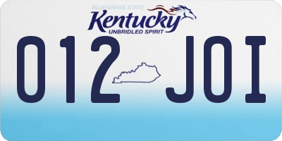 KY license plate 012JOI