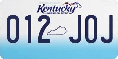 KY license plate 012JOJ