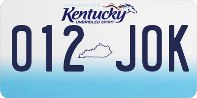 KY license plate 012JOK