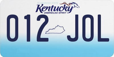 KY license plate 012JOL
