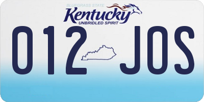 KY license plate 012JOS