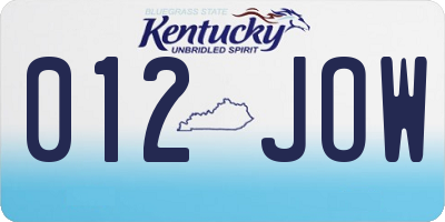 KY license plate 012JOW