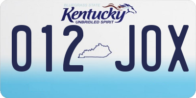 KY license plate 012JOX
