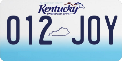KY license plate 012JOY