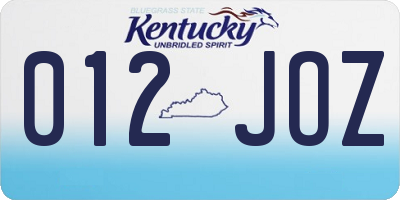 KY license plate 012JOZ
