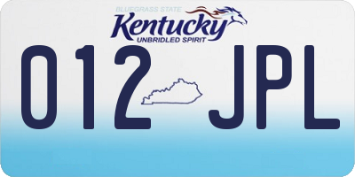 KY license plate 012JPL