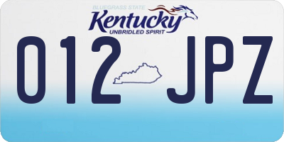 KY license plate 012JPZ