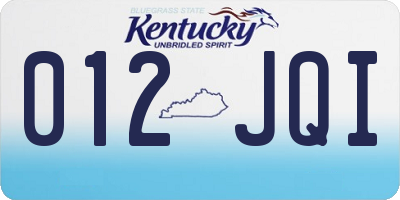 KY license plate 012JQI