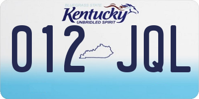 KY license plate 012JQL